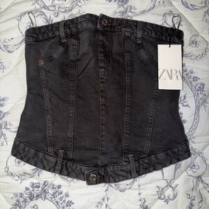Zara Charcoal Denim Bustier